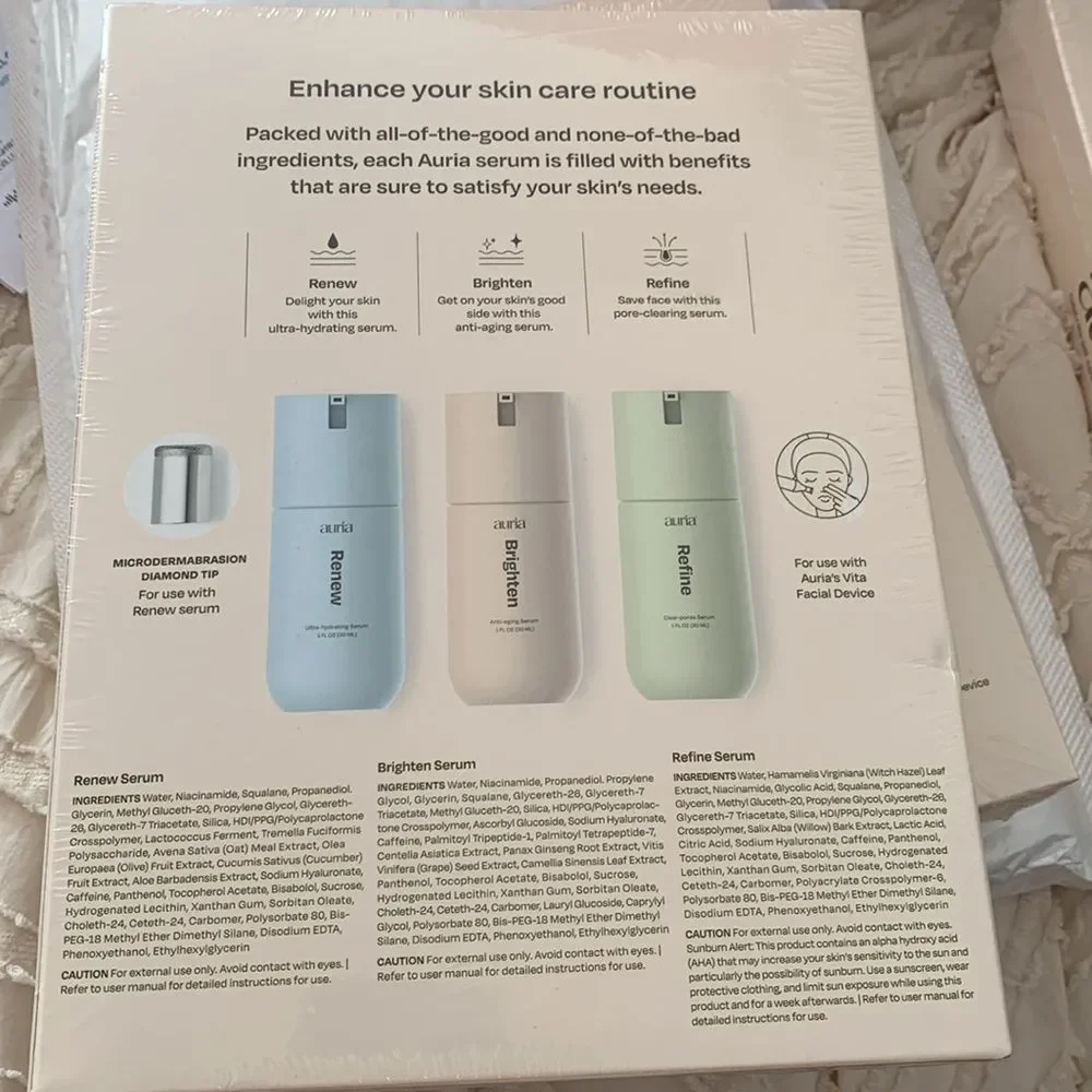 Auria Beauty Face Serum kit -,Refine Brighten Renew Facial Serum in box 29